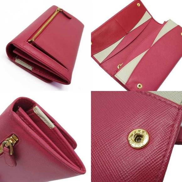 Prada Pink Fold Leather Saffiano Long Wallet - Picture 1 of 3